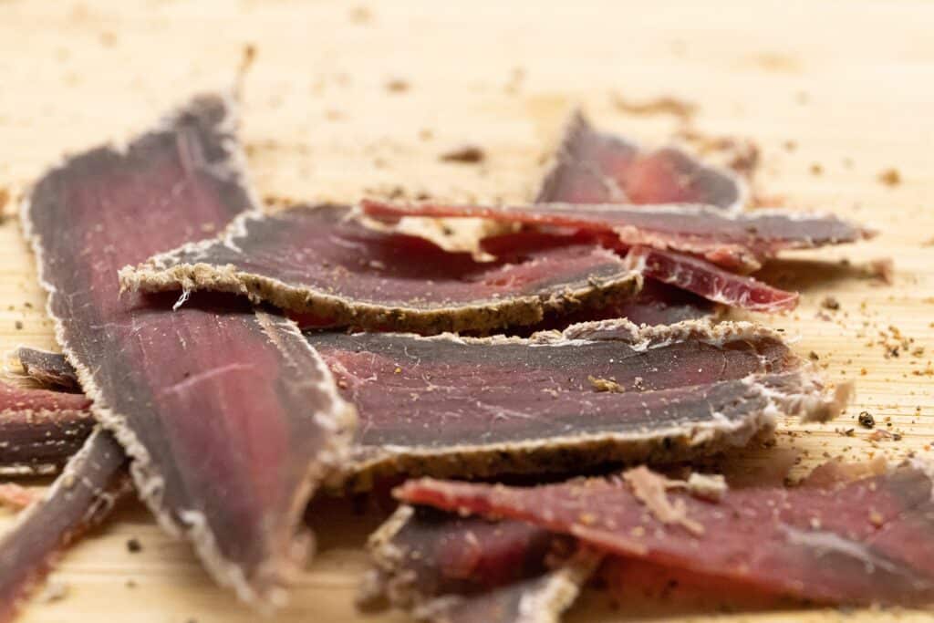 Image of a homemade beef jerky as an example of the difference of store ones.