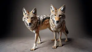 A realistic depiction of the Canis lupus baileyi, also known as the Mexican Wolf. This carnivorous creature is exhibited in its natural habitat, presumably a mixture of deserts, forests, and grasslands. Its distinguishing characteristics, such as its compact frame, powerful build, and tawny brown to greyish coat speckled with darker patches, are accurately represented. The image is void of human presence, text, and brand identifiers.