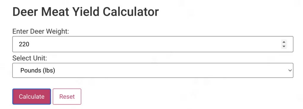 Deer Meat Yield Calculator - World Deer