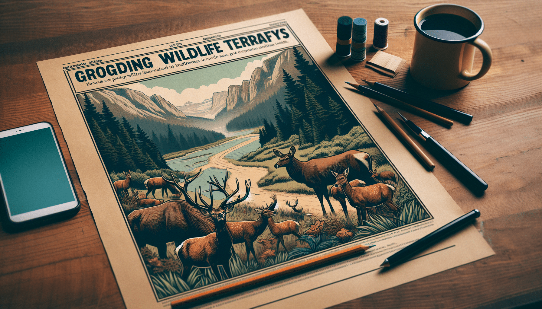 Create an image that depicts a scenic wildlife area known as Deer Valley. Emphasize its growing wilderness by featuring well-trodden wildlife trails. Focus particularly on deer, as they are the valley's namesake species, showcasing them in their natural habitat. The scenery should encompass a wide range of fauna and flora native to this eco-rich zone, but should not contain any human figures, brand logos, or text. The image is intended for the cover of an article discussing the valley's expanding wildlife territories.