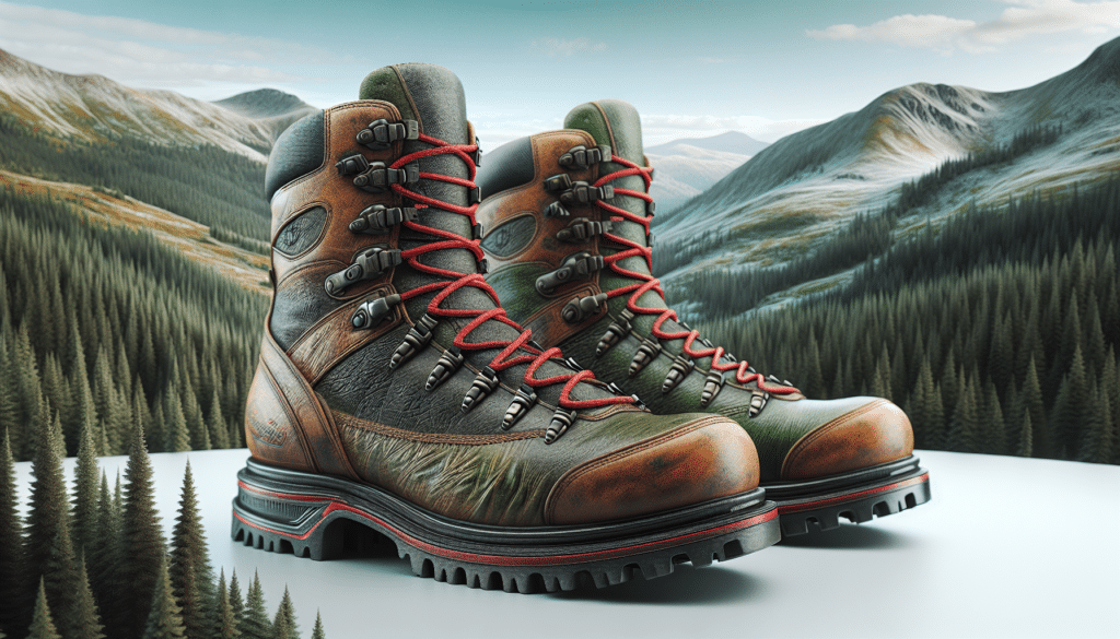 Two sets of mountain hunting boots.