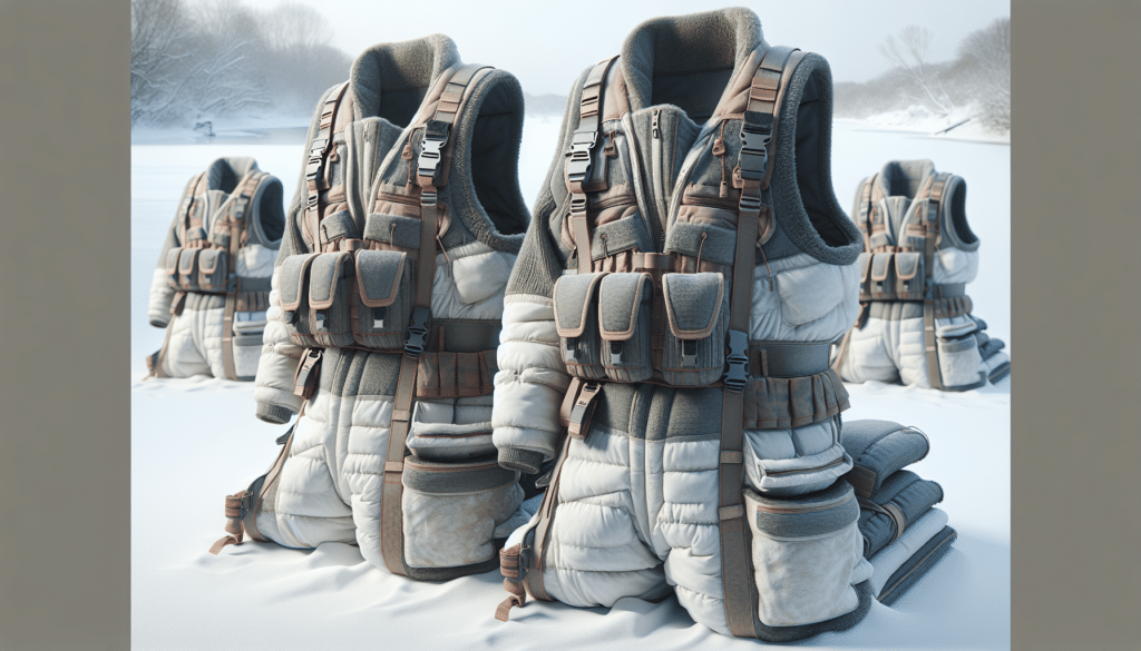 Top-grade hunting bibs designed for cold weather laid out for presentation.