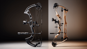 Two distinct types of archery equipment side by side.