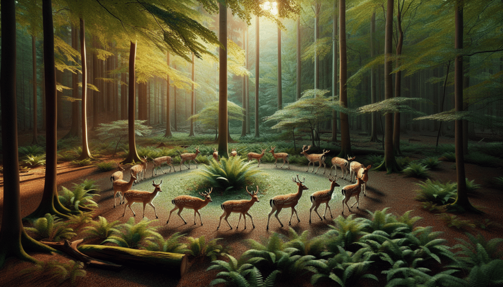 A peaceful forest setting.