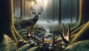 It's just before dawn, when the forest is awash with soft, muted colors of the first light.